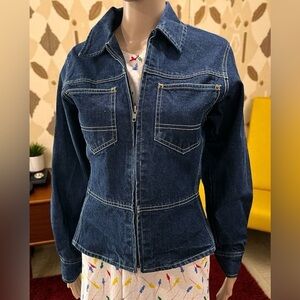 Denim Jean jacket tailored rocker Susie Tompkins vintage Size Small